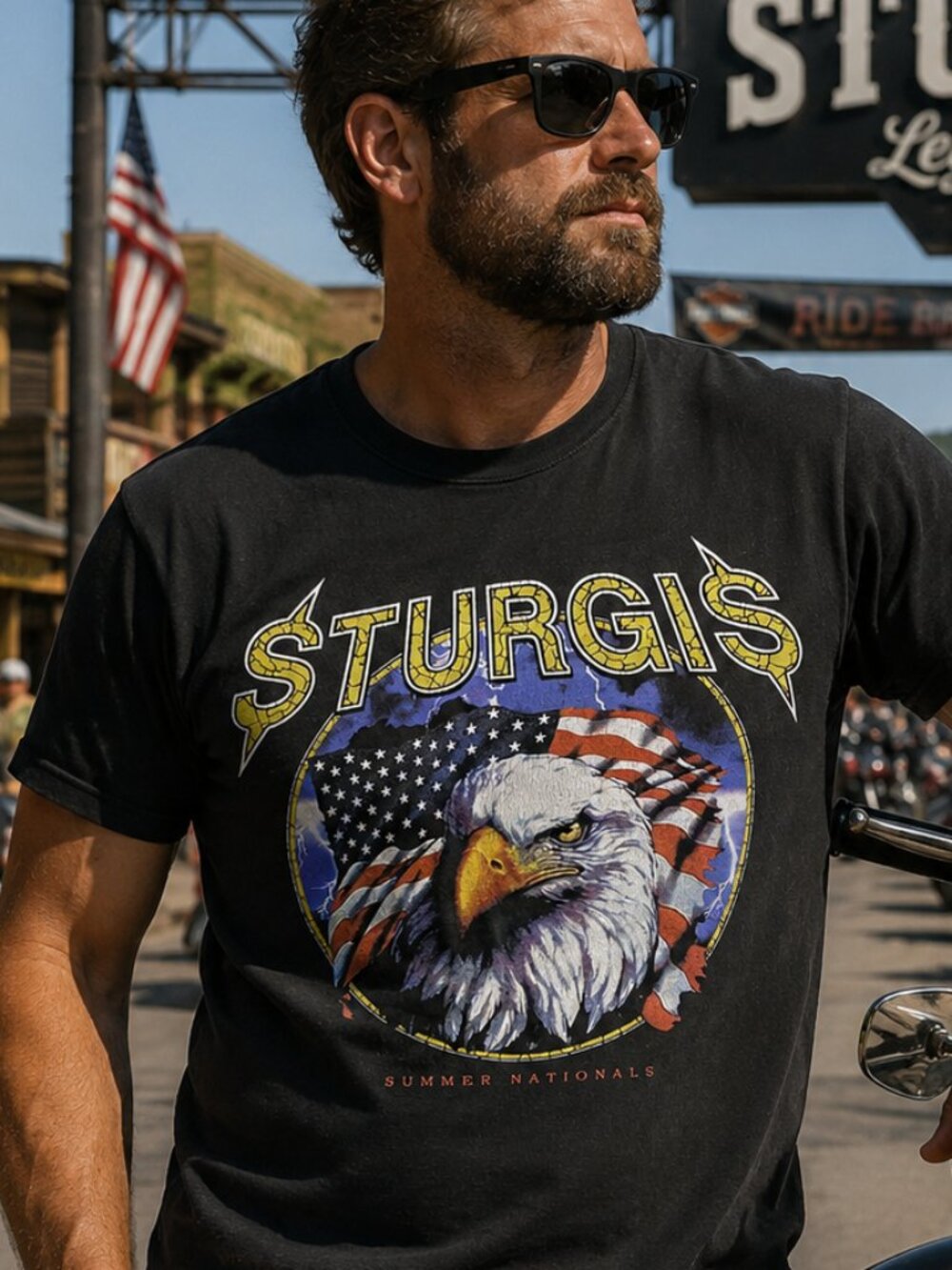 Men's Vintage Sturgis Summer Nationals Eagle Graphic T-Shirt - Sz L